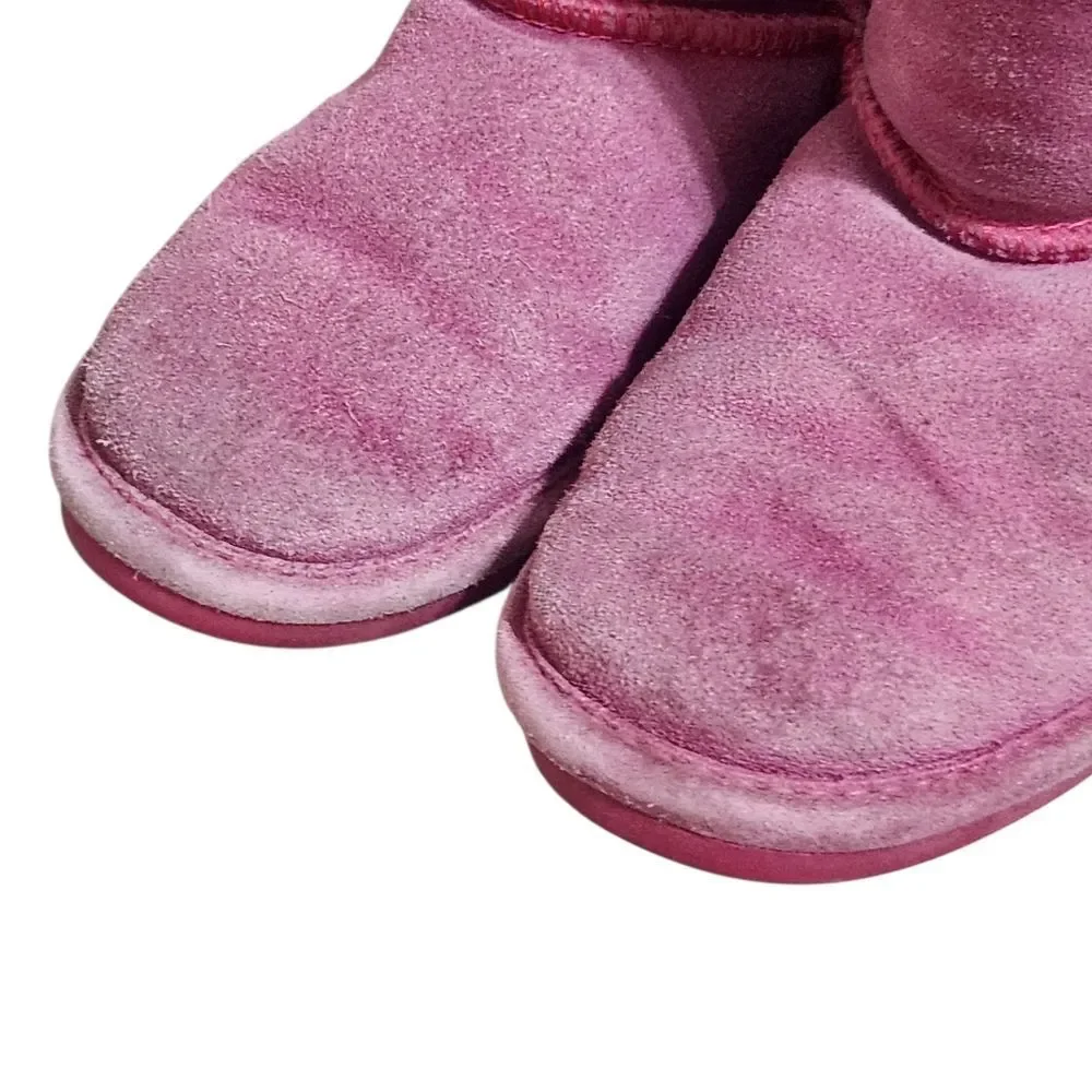 Bearpaw Emma Pink Boots Girls Size 11 Slip On Sherpa Lined Slippers